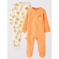 The Very Collection Unisex 2Pk Pumpkin Sleepsuits - Orange