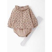 The Very Collection Baby Girls Polka Bloomer With Cream Tights - Brown
