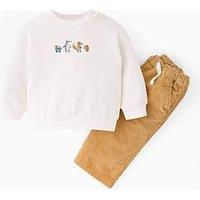 The Very Collection Baby Boy Woodland Friends Woven Trouser Sweat Set - Brown