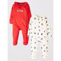 The Very Collection Baby Girls 2 Pack Christmas Sleepsuits - Red