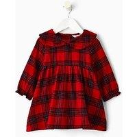 The Very Collection Baby Girls Cotton Tartan Collar Dress - Red