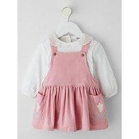 The Very Collection Baby Girls Cord Pinny And Cream Top Set - Pink