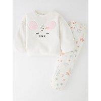 The Very Collection Girls Mouse Printed Fleece Pyjama Set - Cream