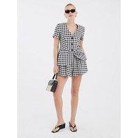 River Island Gingham Flare Shorts - Black