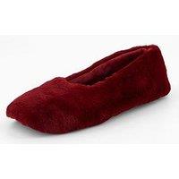 The Very Collection Faux Fur Ballerina Slipper - Red