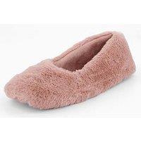 The Very Collection Faux Fur Ballerina Slippers - Pink