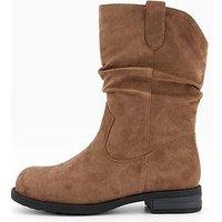 The Very Collection Wide Fit Flat Slouch Calf Boot - Brown
