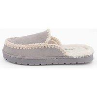 The Very Collection Faux Suede Stitch Detail Mule Slipper - Grey