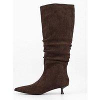 The Very Collection Slouch Kitten Heel Knee Boot - Brown