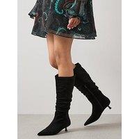 The Very Collection Slouch Kitten Heel Knee Boot - Black