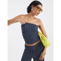 River Island Textured Bandeau - Blue