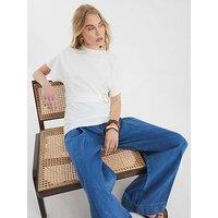 River Island Short Sleeve Belted T-Shirt - White