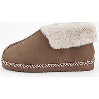 The Very Collection Aztec Faux Fur Slipper Boot - Brown