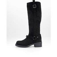 The Very Collection Wide Fit Biker Knee Boot - Black