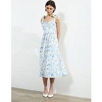 French Connection Floral Print Crepe Bow-Tie Sleeveless A-Line Midi Dress