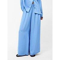 French Connection Wide Leg Full Length Elasticated Floaty Trousers - Blue