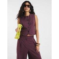 River Island High Neck Fitted Waistcoat - Purple