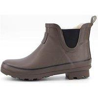 Elle Sport Ankle Wellington Boot With Borg Lining - Brown