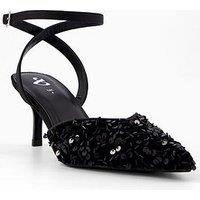 The Very Collection Embellished Pointed Kitten Heel - Black