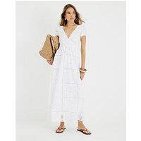 River Island Short Sleeve Cutwork Midi Dress - White