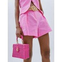 River Island Structured Belted Shorts - Pink