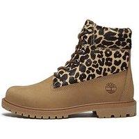 Timberland Premium 6 Inch Leopard Print Lace-Up Boot - Beige