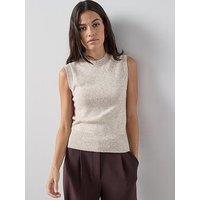 The Very Collection Timeless Yarn Crew Neck Knitted Vest - Beige