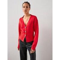 The Very Collection Style Yarn Sinched Waist Cardigan With Wool - Red