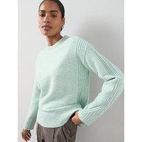 The Very Collection Timeless Yarn Crew Neck Stitch Detail Jumper - Mint Green