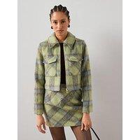 V By Very Check Collared Jacket - Green