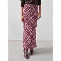 V By Very Checked Midi Skirt - Pink