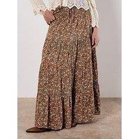Apricot Ditsy Tiered Maxi Skirt