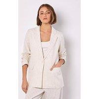 Apricot Pinstripe Linen Blazer
