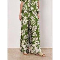 Apricot Palm Leaf Flare Satin Trousers