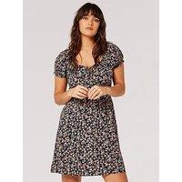 Apricot Sketch Ditsy Mini Milkmaid Dress