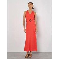 Apricot Faux Wrap Sleeveless Buckle Midaxi Dress