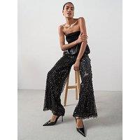 The Very Collection Sequin Wide Leg Trousers - Black