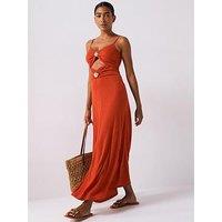 V By Very Shell Detail Cut Out Maxi Dress - Brick