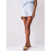 V By Very Textured Stripe Shorts Co-Ord - Blue