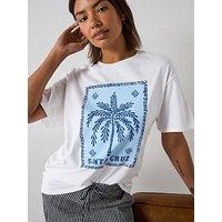 V By Very Oversized Palm Tree Graphic Tee - White
