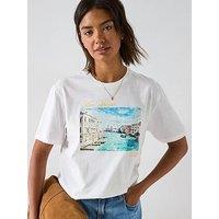 V By Very Oversized Postcard Tee - White