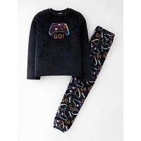 The Very Collection Boys Fleece Gaming Pyjamas - Black