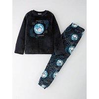 The Very Collection Boys Fleece Football Pyjamas - Black