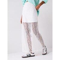 V By Very Lace Loose Fit Midaxi Skirt - White