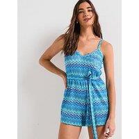 V By Very Chevron Tie Waist Playsuit