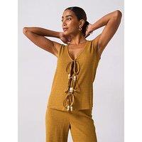 V By Very Bead Detail Tie Up Textured Top Co-Ord - Yellow