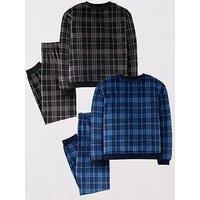 The Very Collection Boys 2 Pack Fleece Check Pyjamas - Multi