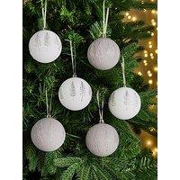 Very Home 12 Pack Tree Design Christmas Baubles - Mink/White