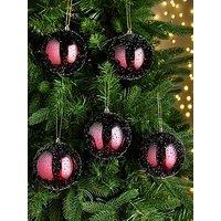 Very Home Set Of 8 Two-Tones Sugared Frosted Plastic Christmas Tree Baubles