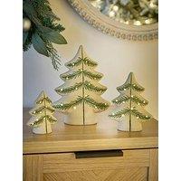 Very Home Set Of 3 Stoneware Light Up Christmas Trees